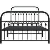 vidaXL Kovinski posteljni okvir z vzglavjem in vznožjem črn 107x203 cm, (21251363) | Shoptok.si