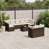 vidaXL 10-dijelni set vrtnih sofa od poliratana s jastucima smeđi | shoptok.hr