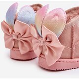 Boto Girl's Padded Snow Boots with Ribbons Pink Meriva | Shoptok.si