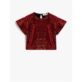 Koton Sequin Sequined Short Sleeve T-Shirt Crew Neck | Shoptok.si