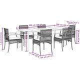  7-dijelni vrtni blagovaonski set s jastucima crni od poliratana Crna Dužina stola 200 cm | shoptok.hr