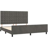  Posteljni okvir z vzglavjem temno siv 160x200 cm žamet, (20788581) | Shoptok.si