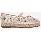 Boto Mesh Espadrilles With Embroidery On Platform Beige Laxisa | shoptok.hr