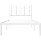  Metalni okvir za krevet s uzglavljem bijeli 90x200 cm | shoptok.hr