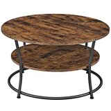 Songmics klubska mizica, okrogla koktajl mizica s polico, čajna mizica, enostavna montaža, kovina, industrijski vzorec, rustikalno rjava LCT80BX, (21387919) | Shoptok.si