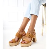 D/CEO Brown block-heeled sandals decorated with a buckle Elevira | shoptok.hr