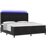 vidaXL Postelja z vzmetnico in LED Črna 200x200 cm Žamet | Shoptok.si