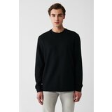 Avva Men's Black Interlock Fabric Crew Neck Printed Standard Fit Regular Fit Sweatshirt Cene