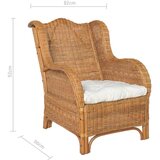 vidaXL Sofa s jastukom svjetlosmeđa od prirodnog ratana i platna | shoptok.hr