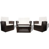 Maison Chic Seti vrtnega pohištva - Vrtna garnitura - Vrtni pohištvo set z blazinami 4-delna poli ratan rjava, (21806150) | Shoptok.si