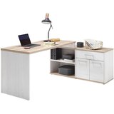 MID.YOU kotna pisalna miza leseni material bela, barve hrasta | Shoptok.si