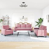  3-dijelni set sofa s jastucima ružičasti baršunasti | shoptok.hr