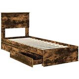  Postelja s shranjevanjem z vzglavjem Dimljeni oreh 75 x 190 cm, (5000106313) | Shoptok.si