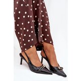 Boto Lacquered High Heels With Gold Buckle Black Vivae | ePonuda.com