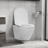 vidaXL Viseča WC školjka brez roba keramična bela Cene