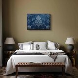  Slika - Retro Ornament Decorative Motif in Worn Blues 90x60 U crnom drvenom okviru | shoptok.hr
