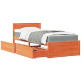 vidaXL Postelja s predali in vzmetnico vošč. rjava 90x190 cm borovina Cene