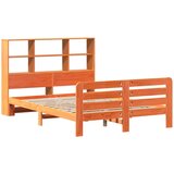 vidaXL Posteljni okvir brez vzmetnice voščeno rjav 140x190 cm borovina | Shoptok.si