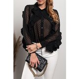Fenzy Elegantna Bluza Od Prozirne Tkanine S Volanima Vendella, Crna | shoptok.hr