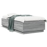 vidaXL Posteljni okvir z LED lučkami siva sonoma 90x200 cm inž. les Cene