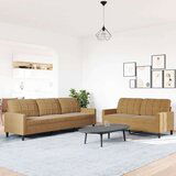  2-dijelni set sofa s jastucima smeđi baršunasti | shoptok.hr