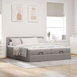 vidaXL Otomanski posteljni okvir z vzmetnicami taupe 200x200 cm blago | Shoptok.si