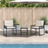  Set vanjskog namještaja s jastukom 3 pcs Crna i bijela - Crna i krem bijela 2x pojedinačna stolica +1x stol | shoptok.hr