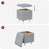 Otoman s pohranom Svijetlo siva 40 x 40 x 45 cm tkanina | Eponuda.com