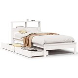 vidaXL Knjižna postelja brez vzmetnice bela 100x200 cm trdna borovina | Shoptok.si