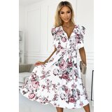 numoco basic Midi dress with ruffle, neckline and tie Numoco | ePonuda.com