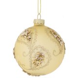  Krem staklena kugla, zlatni dekor, D.10CM | ePonuda.com