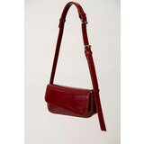 Madamra Claret Red Patent Leather Women's Asymmetrical Cut Shoulder Bag cene