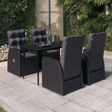  5-dijelni vrtni blagovaonski set s jastucima crni | shoptok.hr