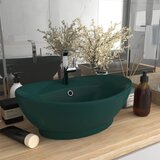 vidaXL Luksuzni ovalni umivaonik mat tamnozeleni 58,5x39 cm keramički cijene