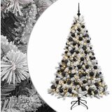  Umjetno božićno drvce s kuglicama 240 cm 300 LED lampica - Zelena i bijela 240 cm s LED-ima i crnim lopticama | shoptok.hr