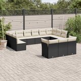  13-dijelni set vrtnih sofa s jastucima poliratan crni | shoptok.hr