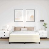 vidaXL Postelja z vzmetnico krema 140 x 190 cm Umetna koža | Shoptok.si