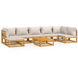 Maison Chic Seti vrtnega pohištva - Vrtna garnitura - Vrtni pohištvo set 8-delna svetlo sive blazine trden les, (21799070) | Shoptok.si