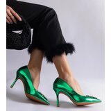  Green patent stilettos adorned with rhinestones Almana | Shoptok.si