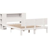 vidaXL Krevet s regalom z knjige bez madraca bijeli 150x200cm borovina | shoptok.hr