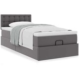 vidaXL Otomanski posteljni okvir z vzmetnico siv 90x200 cm um. usnje | Shoptok.si