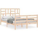  The Living Store Posteljni okvir z vzglavjem 120x200 cm trden les - Posteljni Okvir, (21524920) | Shoptok.si