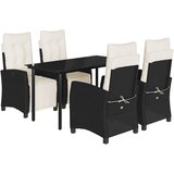  5-dijelni vrtni blagovaonski set s jastucima od poliratana crni Crna 140 cm table length | shoptok.hr