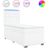  s oprugama i madracem bijeli 90 x 200 cm od umjetne kože | shoptok.hr