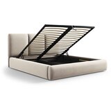 Mazzini Beds Krem baršunasti tapecirani bračni krevet s prostorom za odlaganje s podnicom 140x200 cm Brody – | shoptok.hr