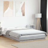 vidaXL Posteljni okvir z LED lučkami siva sonoma 120x190 cm inž. les | Shoptok.si
