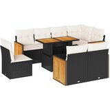 vidaXL 9-dijelni set vrtnih sofa s jastucima crni od poliratana bagrem | shoptok.hr
