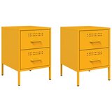  The Living Store Nočna omarica 2 kosa gorčično rumena 36x39x50,5 cm jeklo - Nočna Omarica, (21497504) | Shoptok.si