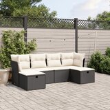 Maison Chic Seti vrtnega pohištva - Vrtna garnitura - Vrtni pohištvo set 6-delna z blazinami črna poli ratan, (21805086) | Shoptok.si