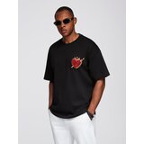 Ombre Men's cotton T-shirt with jewelry applique on chest - black | Shoptok.si